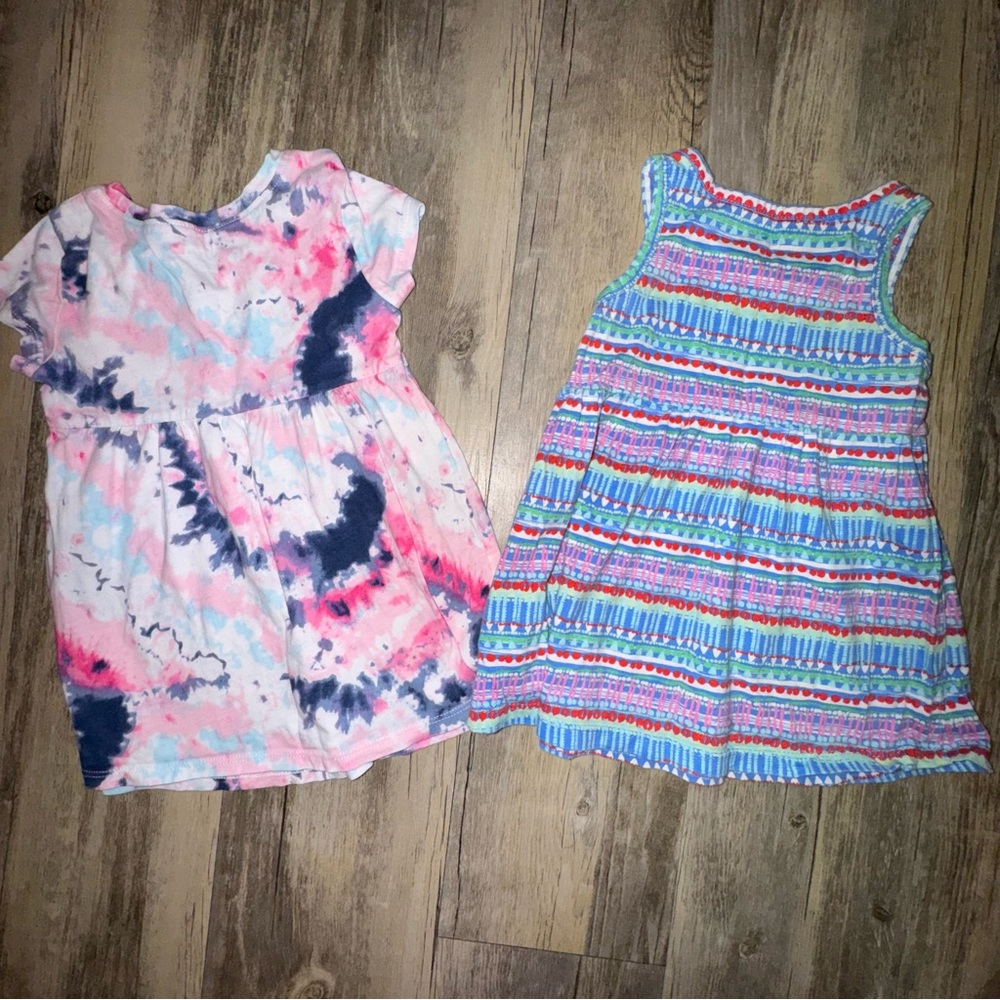 Cat & Jack Pink Tie-Dye and Colorful Striped Dresses - Picture 8 of 8